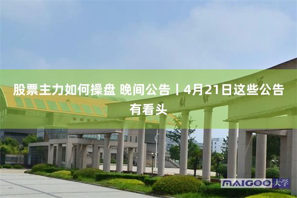 股票主力如何操盘 晚间公告丨4月21日这些公告有看头