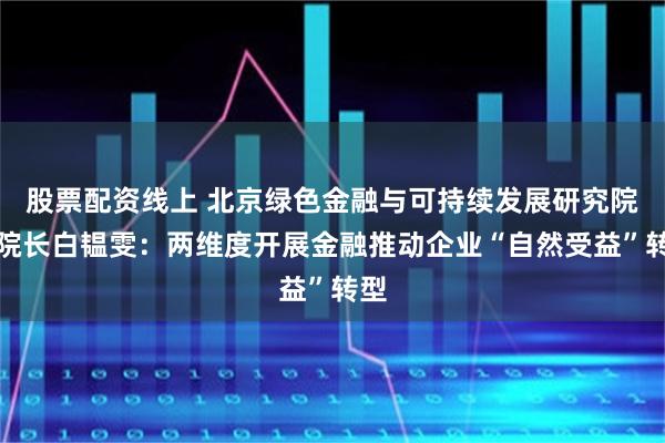 股票配资线上 北京绿色金融与可持续发展研究院副院长白韫雯：两维度开展金融推动企业“自然受益”转型