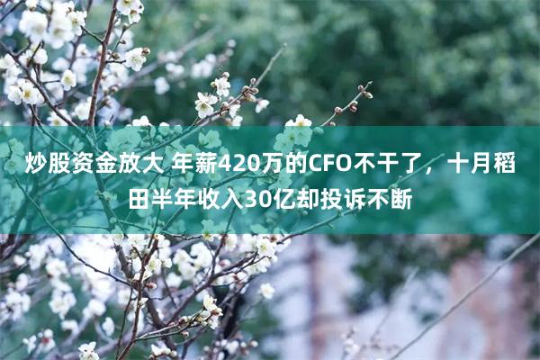 炒股资金放大 年薪420万的CFO不干了，十月稻田半年收入30亿却投诉不断