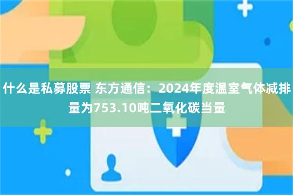 什么是私募股票 东方通信：2024年度温室气体减排量为753.10吨二氧化碳当量