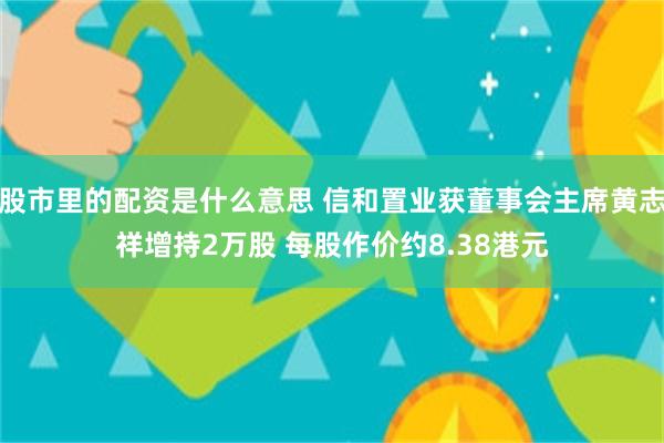 股市里的配资是什么意思 信和置业获董事会主席黄志祥增持2万股 每股作价约8.38港元