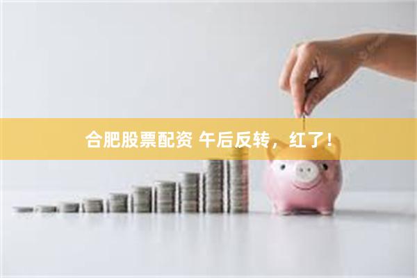 合肥股票配资 午后反转，红了！