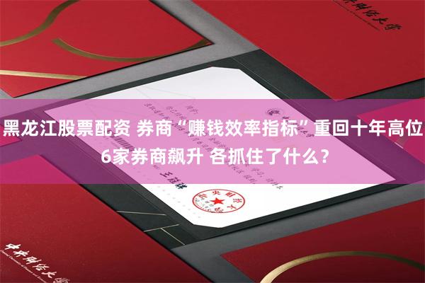 黑龙江股票配资 券商“赚钱效率指标”重回十年高位 6家券商飙升 各抓住了什么？