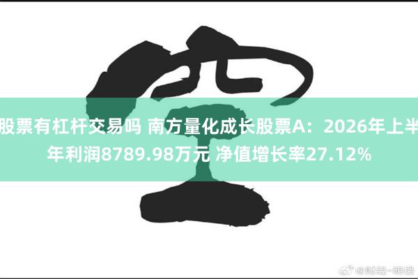 股票有杠杆交易吗 南方量化成长股票A：2026年上半年利润8789.98万元 净值增长率27.12%