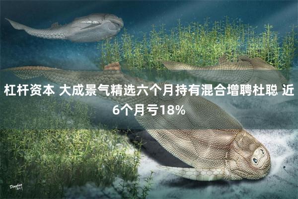 杠杆资本 大成景气精选六个月持有混合增聘杜聪 近6个月亏18%
