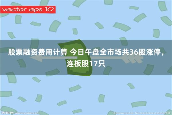 股票融资费用计算 今日午盘全市场共36股涨停，连板股17只